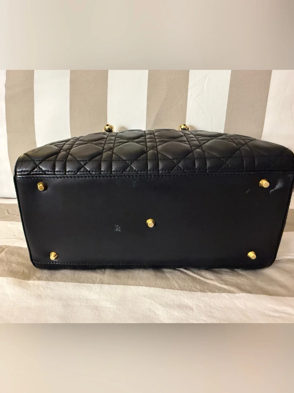 Christian Dior Black Quilted Satchel with Gold Hardware